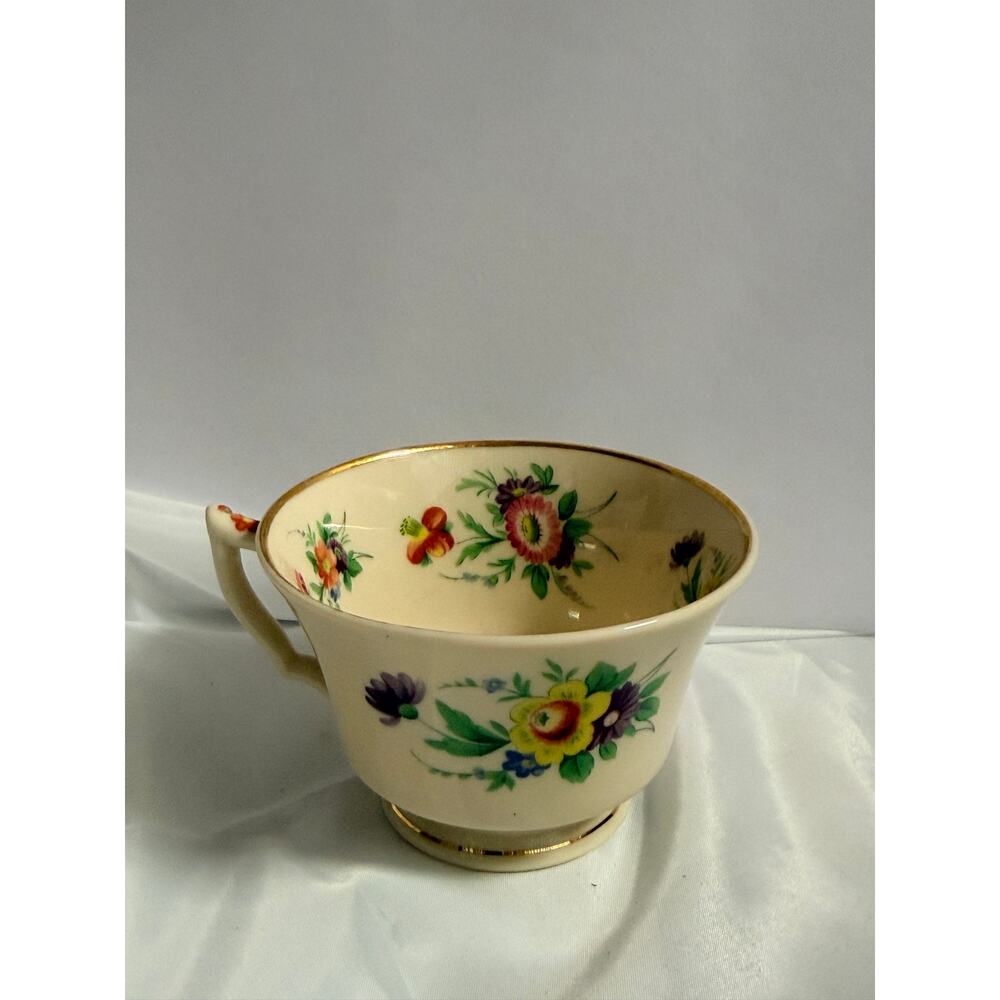 Vintage Syracuse China Old Ivory Tea Cup Gold Trim Floral Cottage